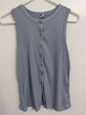 Old Navy Light Blue Ribbed Button-Front Tank